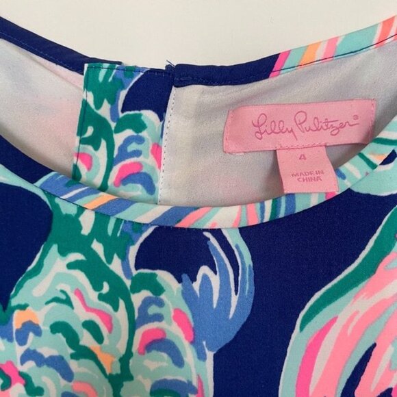 Lilly Pulitzer Going Coastal Kassia Blue Pink Fit & Flare Dress - Sz 4 - Picture 3 of 6